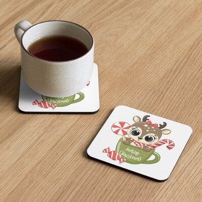 Deery Xmas Cork-Back Coaster (Single)