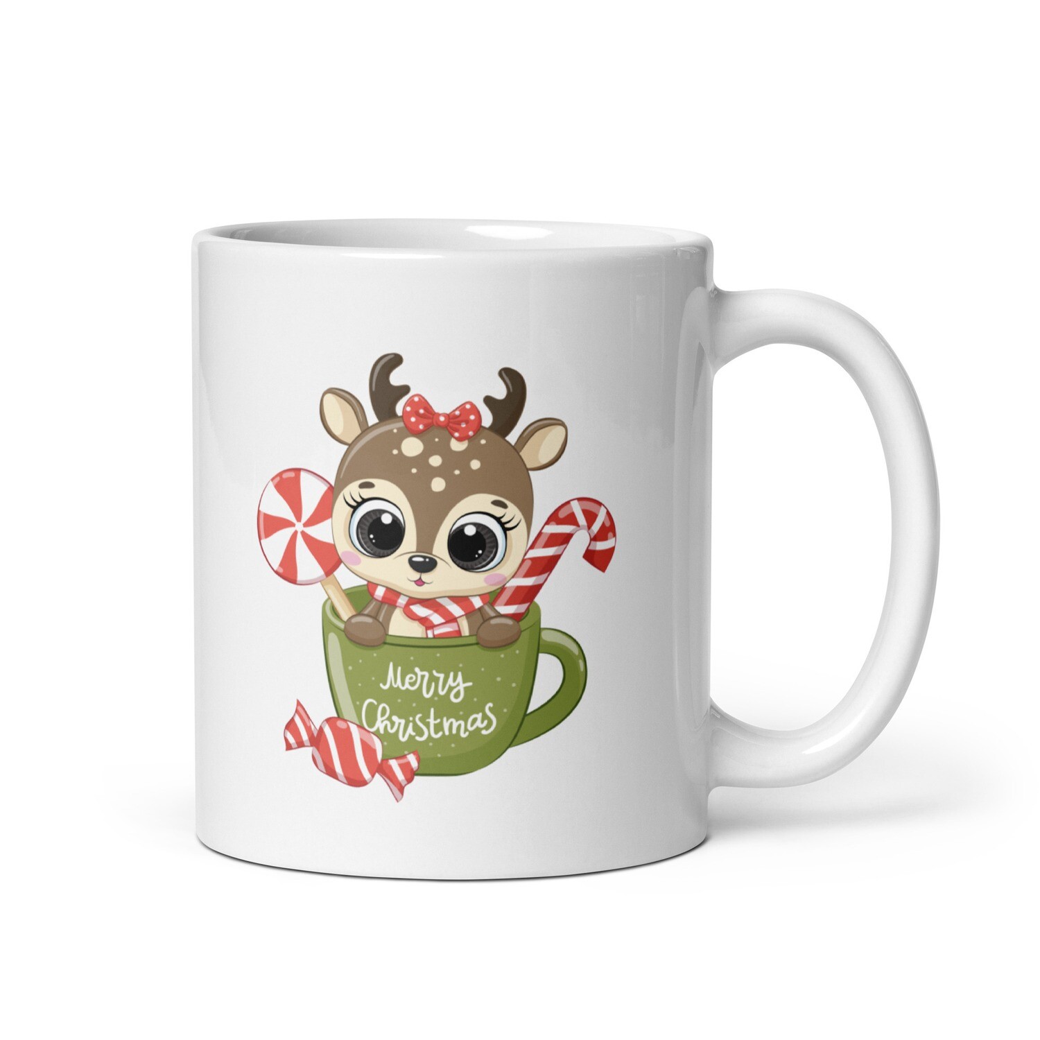 Deery Xmas White Glossy Mug