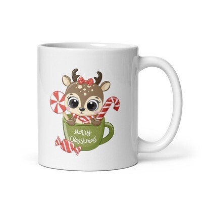 Deery Xmas White Glossy Mug