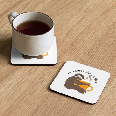 No Talkie Before Coffee Cork-Back Coaster (Single)