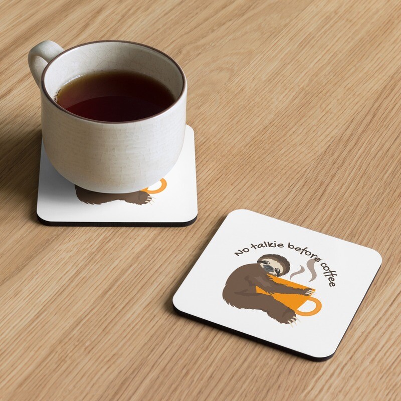 No Talkie Before Coffee Cork-Back Coaster (Single)
