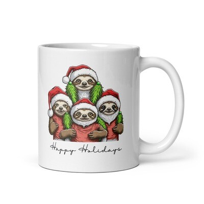 Sloth Holidays White Glossy Mug