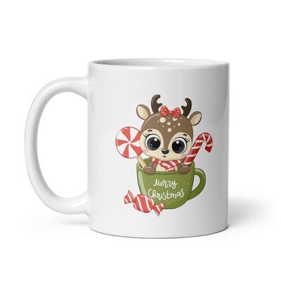 Deery Xmas White Glossy Mug