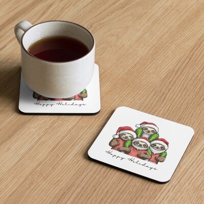 Sloth Holidays Cork-Back Coaster (Single)