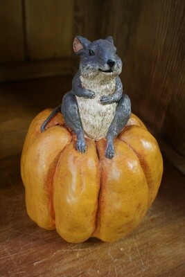 Mouse on a Pumpking FIgurine