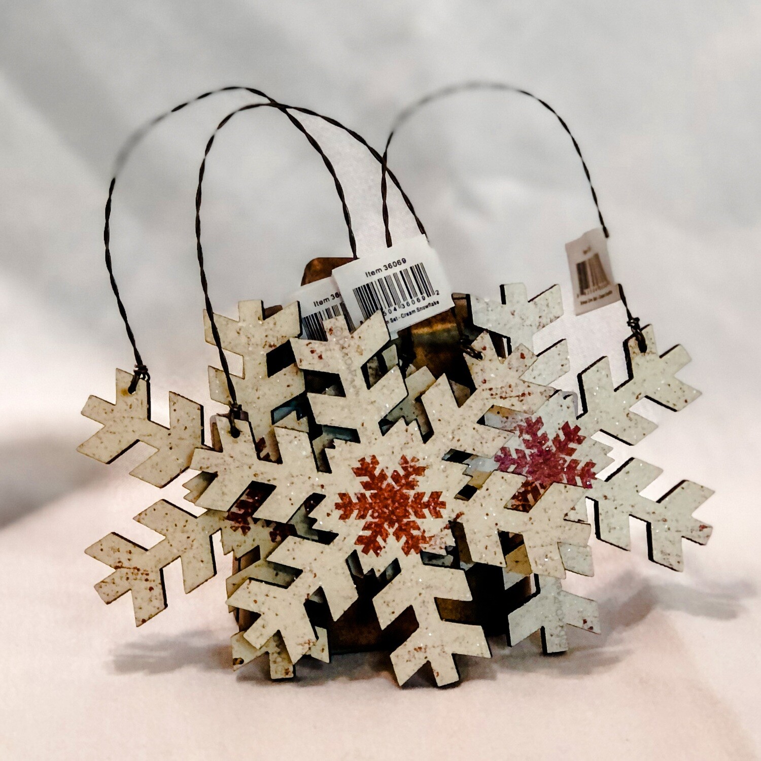 Cream Snowflake Ornament Set Cream Snowflake Ornament Set