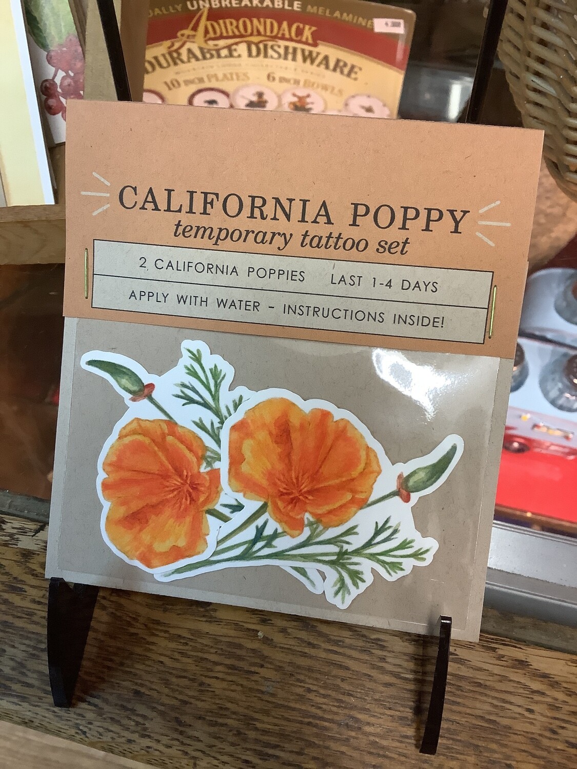 Temporary Nature Tattoo Set, Tattoos: California Poppy