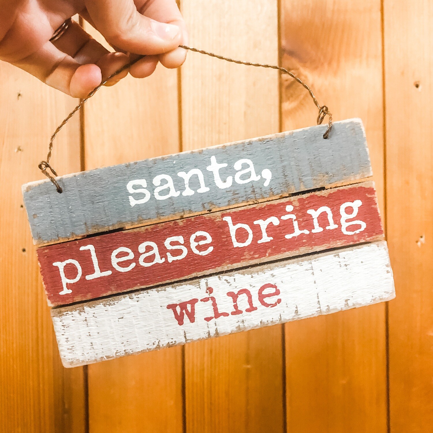 Christmas Slat Ornament-Santa Bring Wine Christmas Slat Ornament-Santa Bring Wine