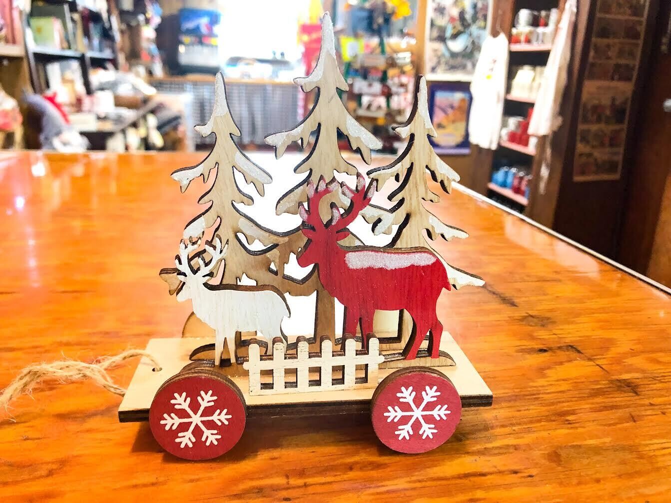 Wood Reindeer Wagon 666649 Wood Reindeer Wagon 666649