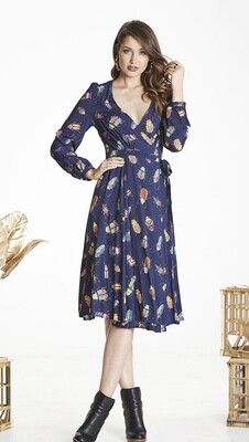 Harvest Lane Navy Bugs Mabel Wrap Dress Harvest Lane Navy Bugs Mabel Wrap Dress