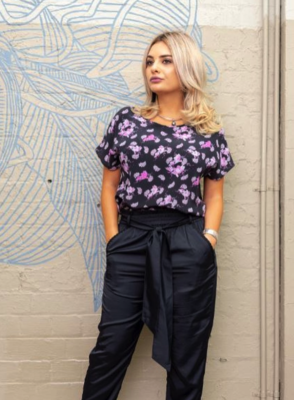 Cissy Flo Black & Pink Flower Shirt Cissy Flo Black & Pink Flower Shirt