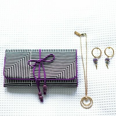 THE ELSEWHERE CO SILK JEWELLERY ROLL LARGE CANDY VIOLET THE ELSEWHERE CO SILK JEWELLERY ROLL LARGE CANDY VIOLET