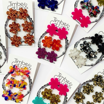 Timber & Cotton Acrylic Flower Dangles Timber & Cotton Acrylic Flower Dangles