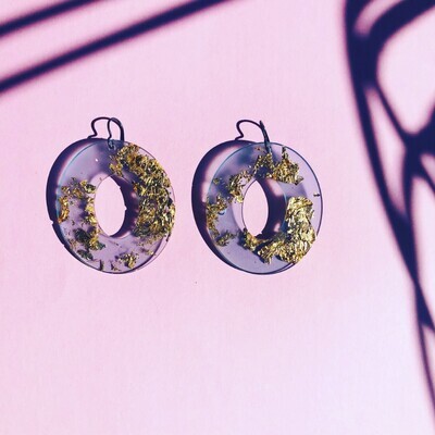 ICO STUDIO PALE BLUE AND GOLD OVAL DANGLES ICO STUDIO PALE BLUE AND GOLD OVAL DANGLES