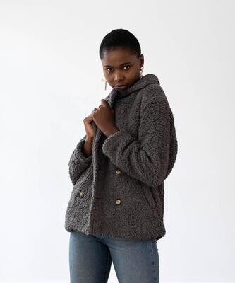 MONICA THE LABEL - LUX TEDDY COAT DARK GREY MONICA THE LABEL - LUX TEDDY COAT DARK GREY