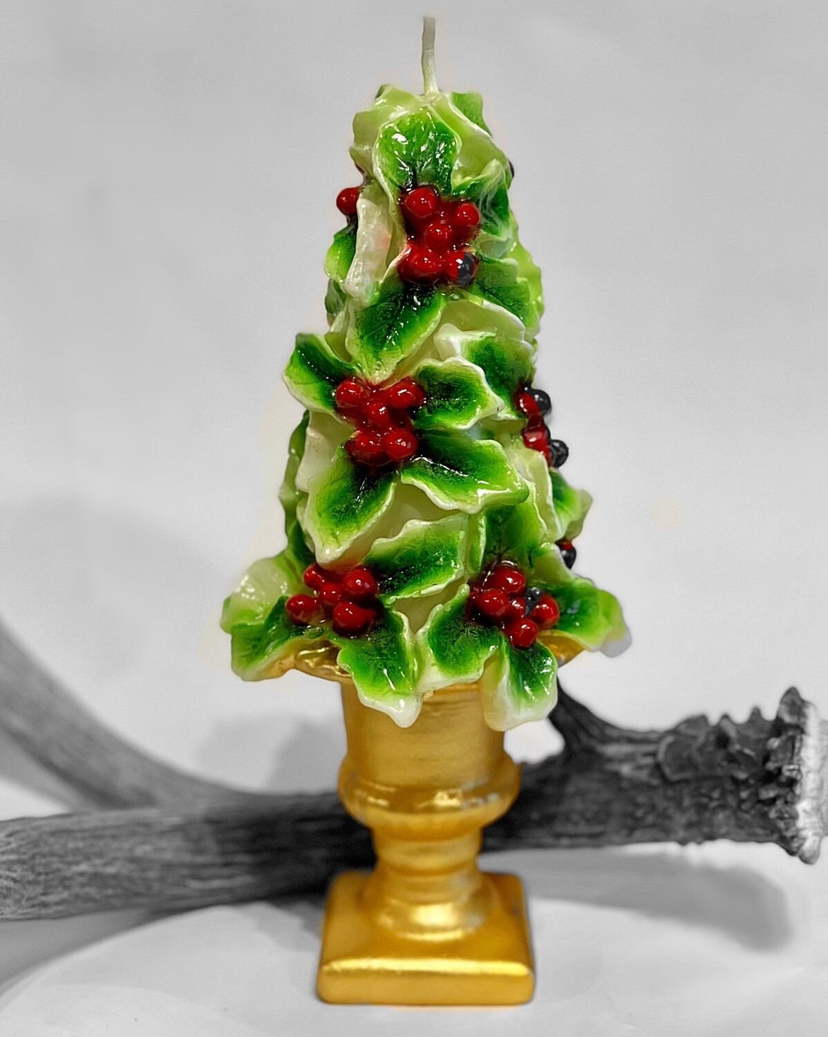 Holly Leaf Christmas Candle