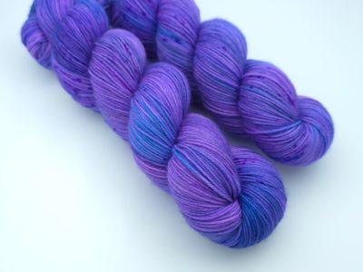 Purple Neon Blue Potluck Ladybug on Cascade Heritage