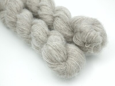 Natural Grey Baby Alpaca/Merino/Yak/Silke Fluff