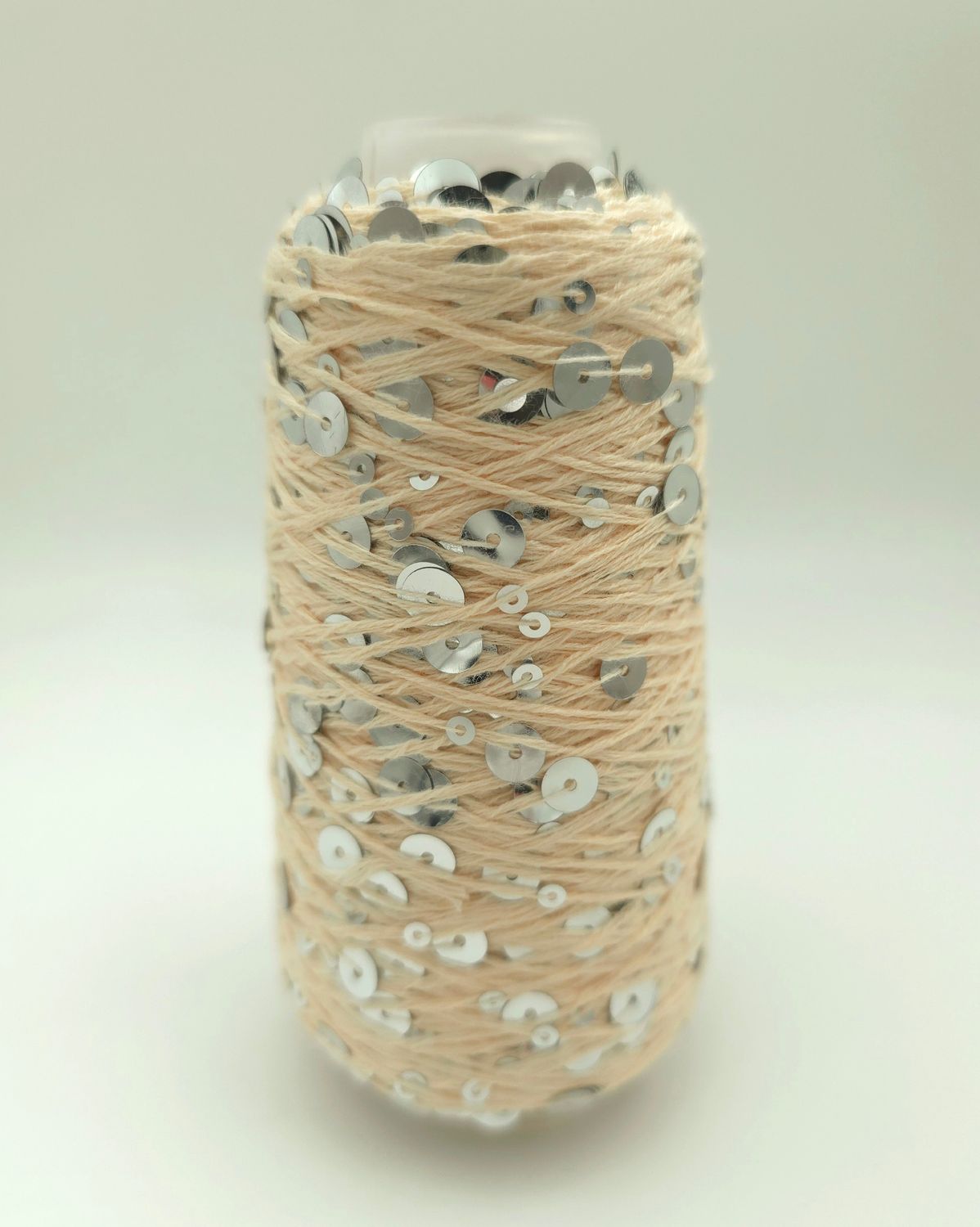 59, Macadamia/Silver-Shiny Cotton with Sequins – 50 g / 150 m 59, Macadamia/Silver-Shiny Cotton with Sequins – 50 g / 150 m