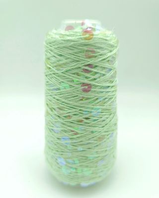 120, Pistachio /Transparent Rainbow Cotton with Sequins – 50 g / 150 m