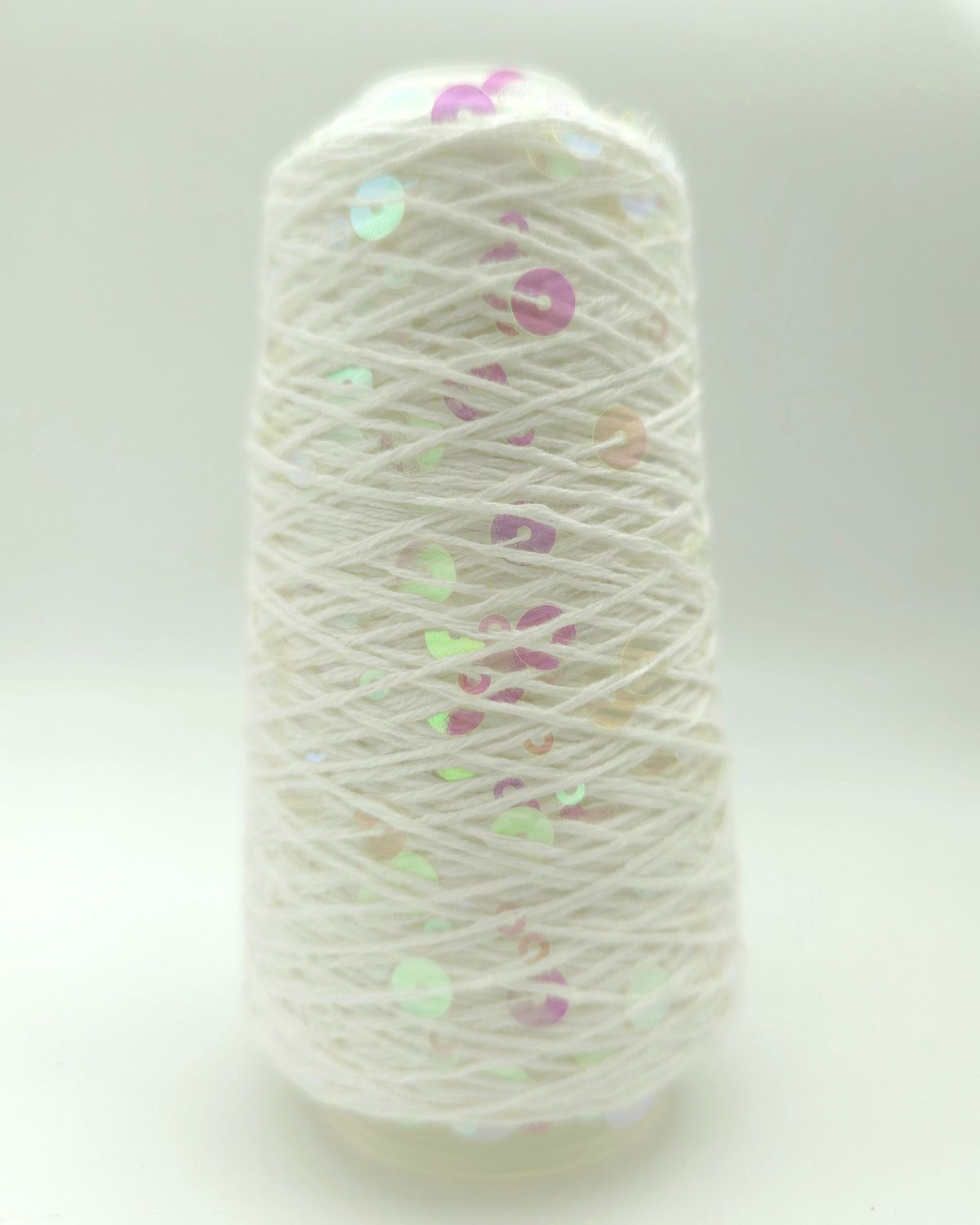 84,White/Transparent Rainbow Cotton with Sequins – 50 g / 150 m 84,White/Transparent Rainbow Cotton with Sequins – 50 g / 150 m
