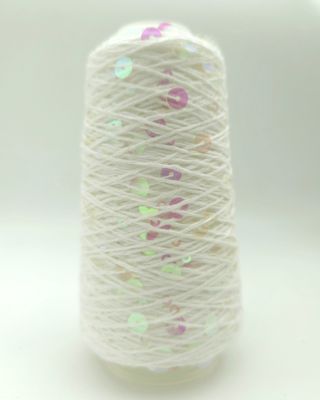 84,White/Transparent Rainbow Cotton with Sequins – 50 g / 150 m