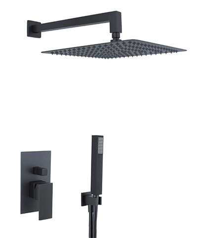 GRIFO DUCHA 1 COM CUBIC CON TELEFONO DE DUCHA CUADRADO NEGRO MATE MZ
