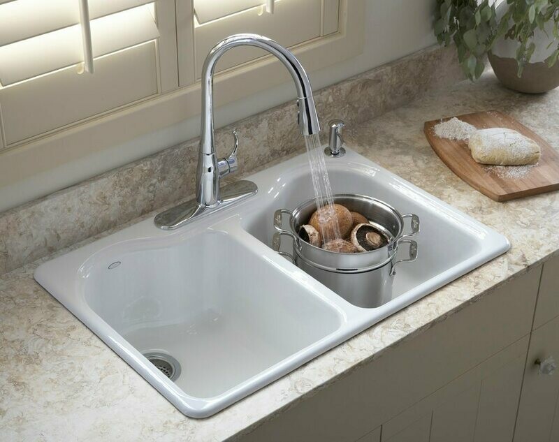 LAVATRAST 2 FOS HARTLAND 33" x 22" x 9-5/8" BLANCO 1 HOYO K