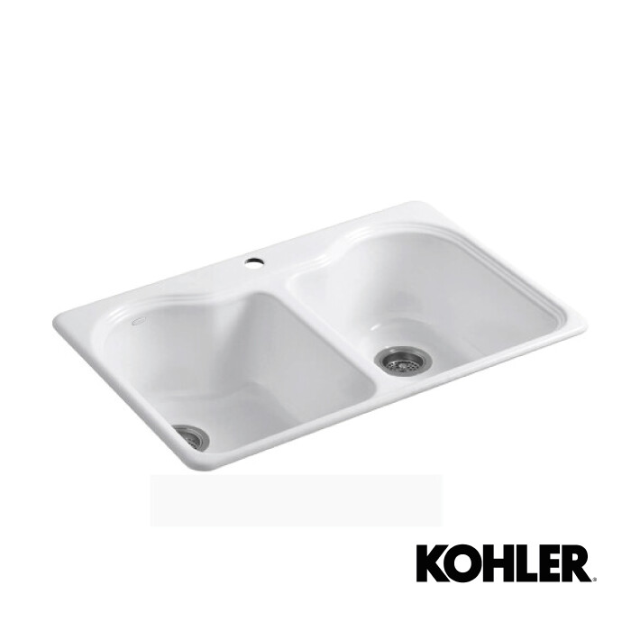 LAVATRAST 2 FOS HARTLAND 33" x 22" x 9-5/8" BLANCO 1 HOYO K