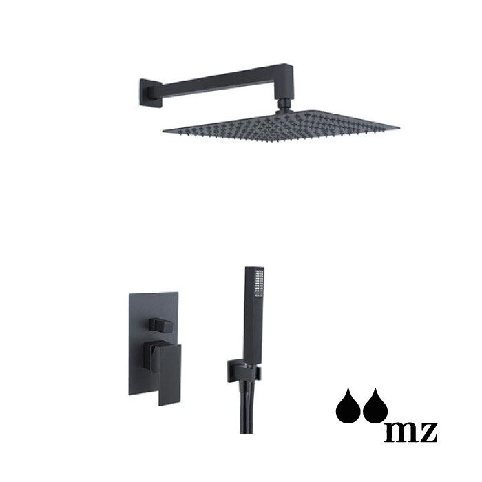 GRIFO DUCHA 1 COM CUBIC CON TELEFONO DE DUCHA  CUADRADO NEGRO MATE MZ