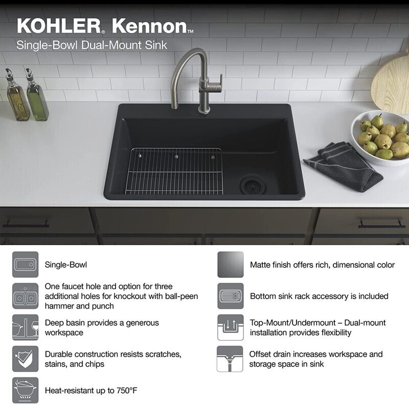 LAVATRAST KENNON 1 FOS 33" NEGRO MATE K