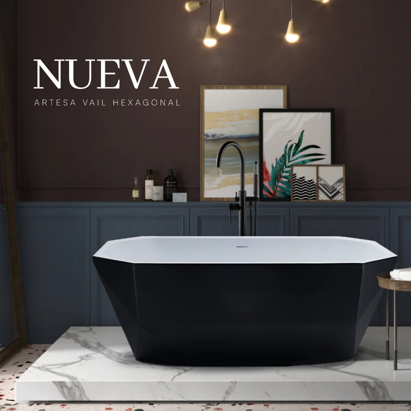 ARTESA VAIL OVALADA CON DISEÑO NEGRO 1700*750*580