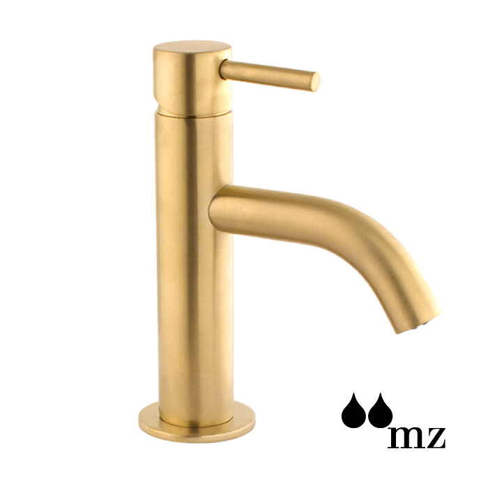 GRIFO LAVAM MINI 1 COM CAÑO BAJO CON DESAGUE ORO CEPILLADO   MZ