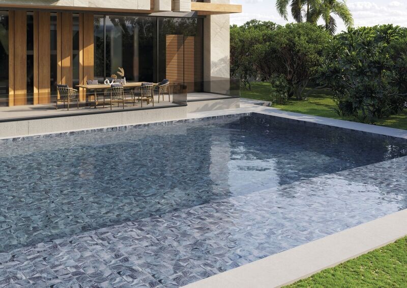 PORCELANATO SWIRL BLUE BRILLO 15 X 15