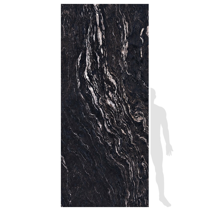 PORCELANATO GEMS TITANIUM BLACK LUX RET   120 X 280
