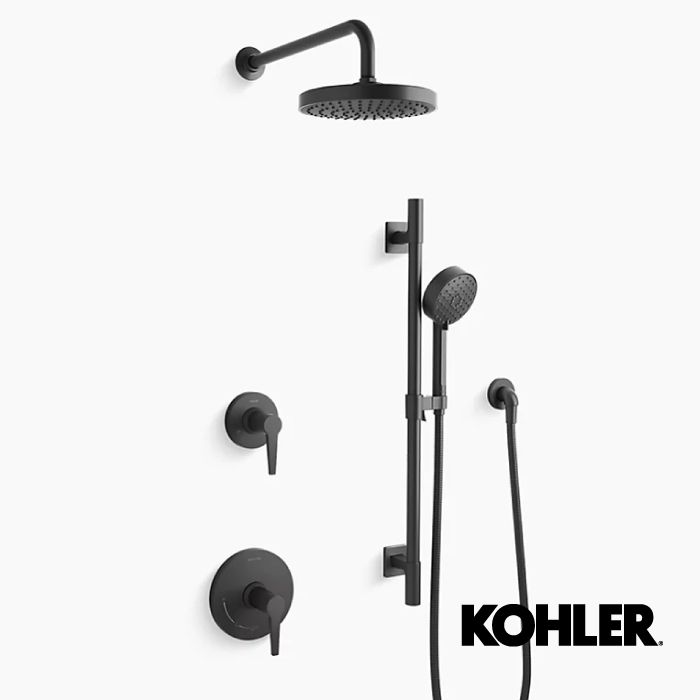 GRIFO DUCHA AWAKEN KIT CON CABEZA Y TELEFONO DUCHA NEGRO K