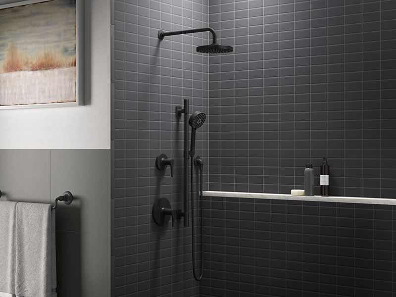 GRIFO DUCHA AWAKEN KIT CON CABEZA Y TELEFONO DUCHA NEGRO K