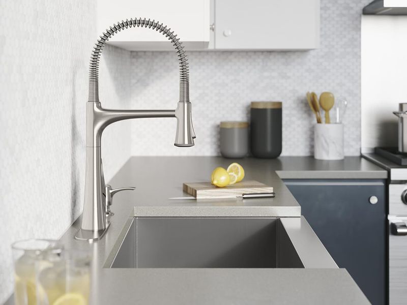 GRIFO COCINA 1 COM LILYFIELD SEMI PRO CON DISPENSADOR ACERO VIBRANTE K