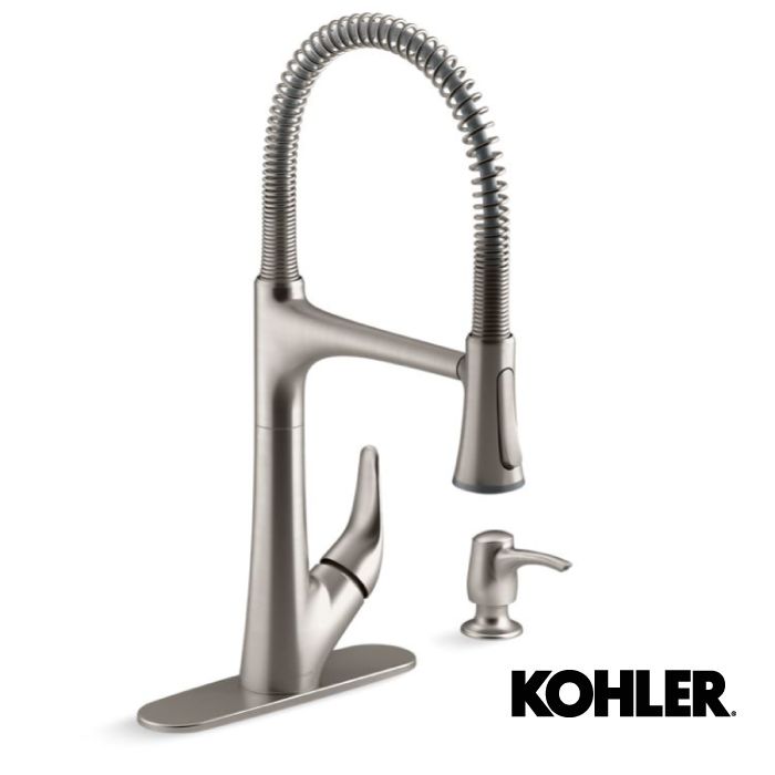 GRIFO COCINA 1 COM LILYFIELD SEMI PRO CON DISPENSADOR ACERO VIBRANTE K
