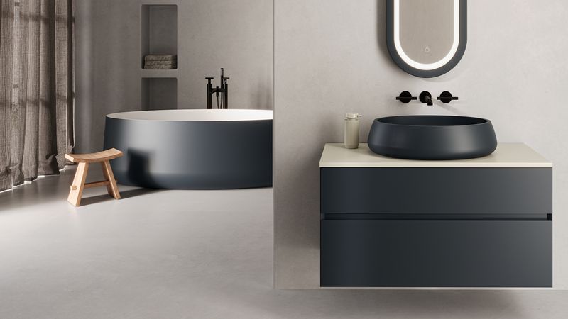 Lavamanos Elipse Ext Antracita Zenon 60×42 cm | Diseño Bowl Moderno