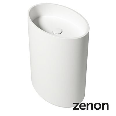 Lavamanos Elipse de Zenon | Solid Surface Glaciar White – Diseño Freestanding Lavamanos Elipse de Zenon | Solid Surface Glaciar White – Diseño Freestanding