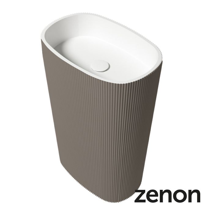 Lavamanos Olympia de Zenon | Solid Surface Moka – Diseño Freestanding