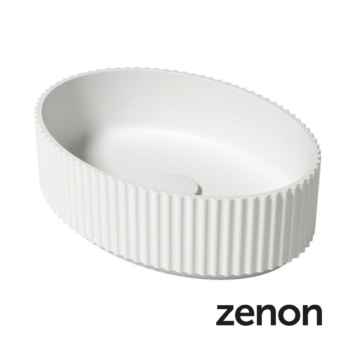 Lavamanos Olympia Top de Zenon | Solid Surface Glaciar White – Sobre Encimera 48×34 cm