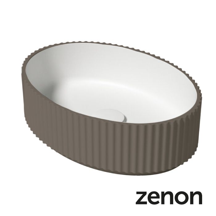 Lavamanos Olympia Top de Zenon | Solid Surface Moka – Sobre Encimera 48×34 cm