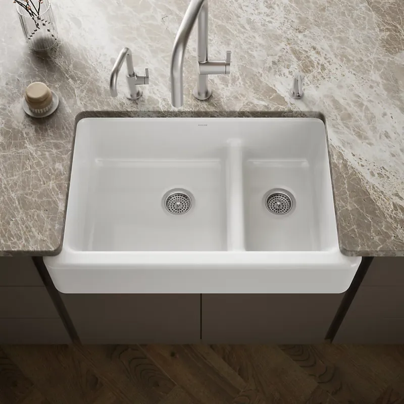 LAVATRAST WHITEHAVEN 2 FOS UNDER C/FALDON HIERRO FUNDIDO 36" BLANCO K