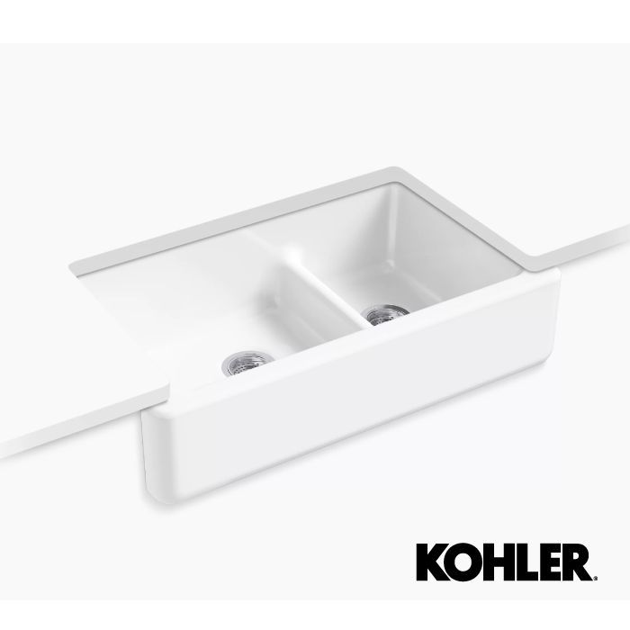 LAVATRAST WHITEHAVEN 2 FOS UNDER C/FALDON HIERRO FUNDIDO 36" BLANCO   K