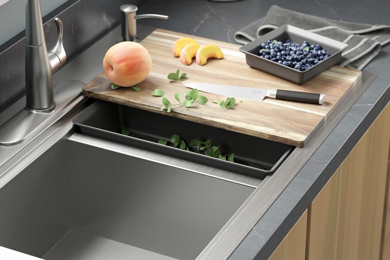 LAVATRAST 2 FOS LYRIC WORKSTATION 33" ACERO INOX K