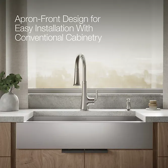 LAVATRAST LYRIC CON FALDON 1 FOS UNDER 34" ACERO INOX K