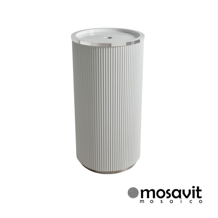 PEDESTAL LINEAL BLANCO CON SILVER 39X49X74