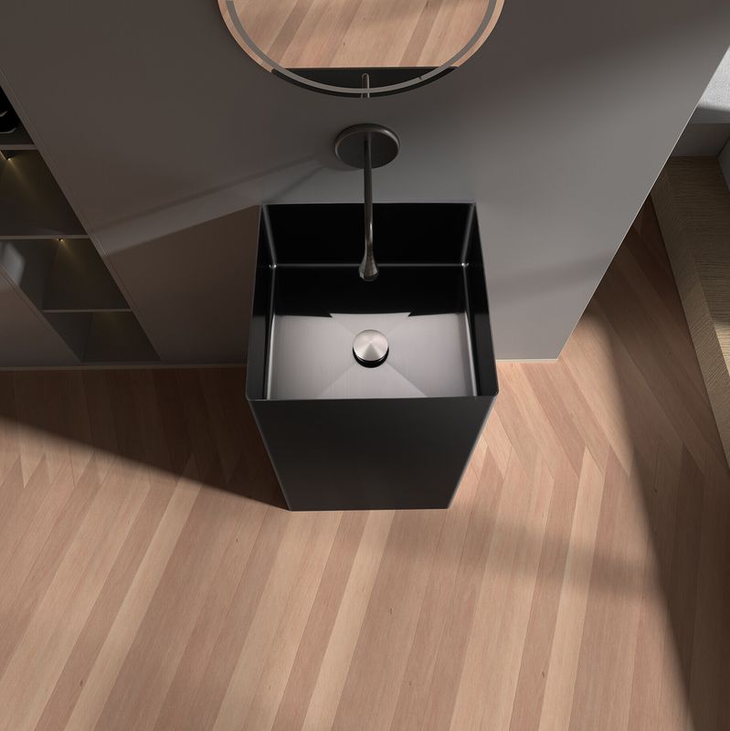 LAVAMANOS FREESTANDING CUADRADO METAL BLACK 39.6 X 39.6 X 83